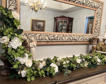 Floral Garland White: Wedding, Table Runner, Home Decor