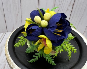 Navy Blue Flower Ring Corsage, Floral Ring Corsage, Faux Corsage Ring, Prom Flowers