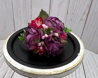 Plum Flower Ring Corsage, Floral Ring Corsage, Faux Corsage Ring, Prom Flowers