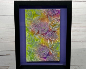 Floral Blooms Wall Art, OOAK Shadowbox Wall Art, Embossed Art, Wall Decor, Embossed Wall Art