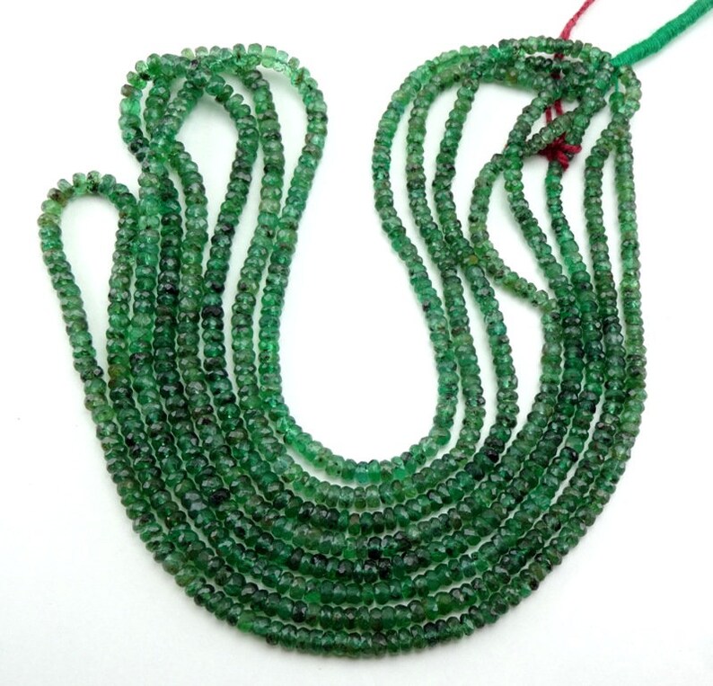 Natural Emerald Faceted Rondelle Gemstone Loose Beads 3-3.5mm 16 Strand