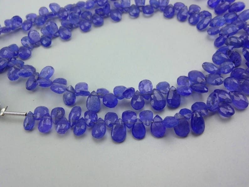 8-Inch 100/% natural Tanzanite faceted pear gemstone loose beads 5.5-7mm AAA GW5027