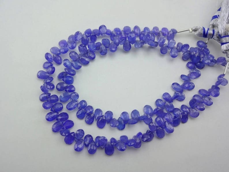 8-Inch 100/% natural Tanzanite faceted pear gemstone loose beads 5.5-7mm AAA GW5027