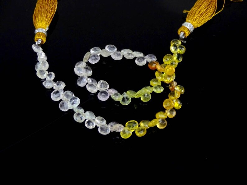 8-inch Natural Multi Aquamarine faceted heart shape size 5-6mm 42cts