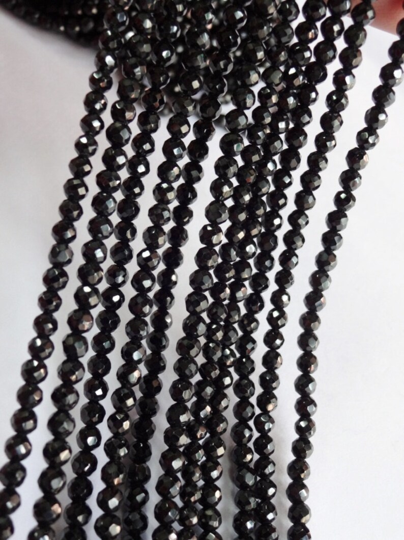 Pack of 10 strand Gorgeous Black Spinel faceted round beads size 3.5mm sold per 14-inch strand 100/% natural