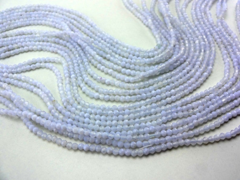 25 Strand Natural Chalcedony Micro Faceted Rondelle Beads 2-2.25mm 17 Strand