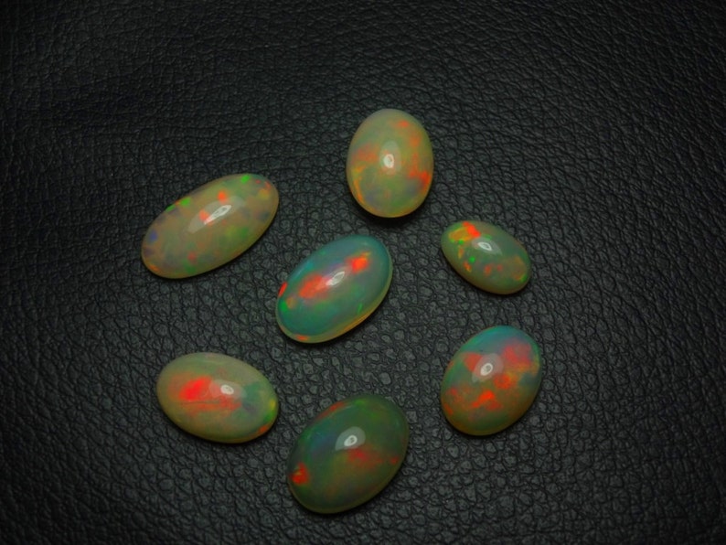 7-pc Lot Ethiopian Opal red fire oval shape size 6X10-9X16mm 22cts GW2181