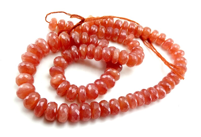 Natural Rhodochrosite Faceted Rondelle Gemstone Loose Beads 8-12mm 16 Strand