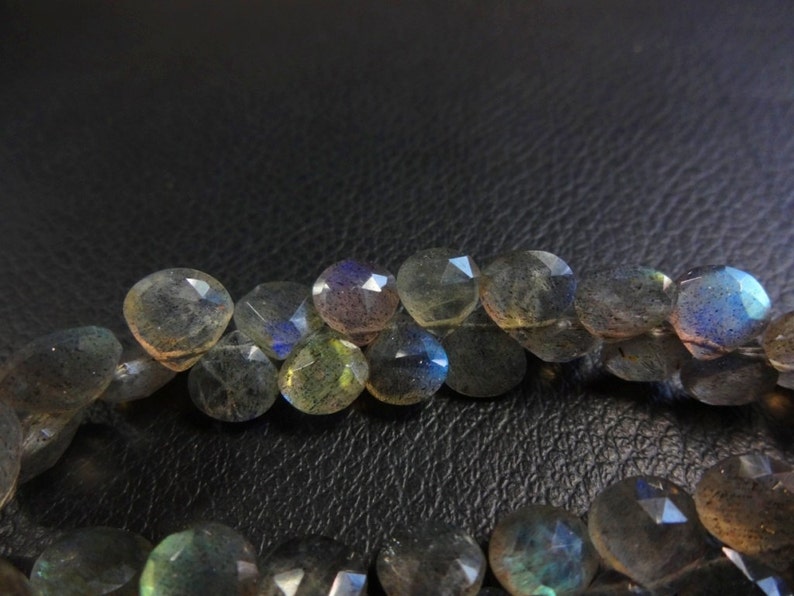 Natural AAA quality Labradorite multi fire faceted heart shape briolette size 6-9mm sold per 8-inch strand GW475