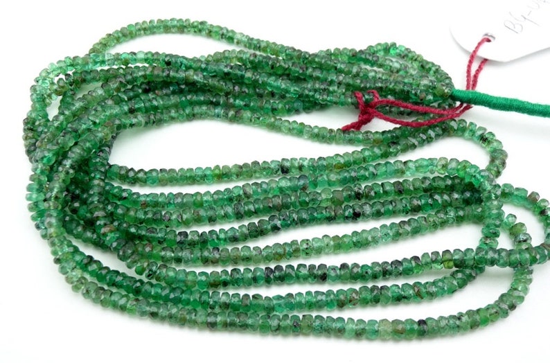 Natural Emerald Faceted Rondelle Gemstone Loose Beads 3-3.5mm 16 Strand