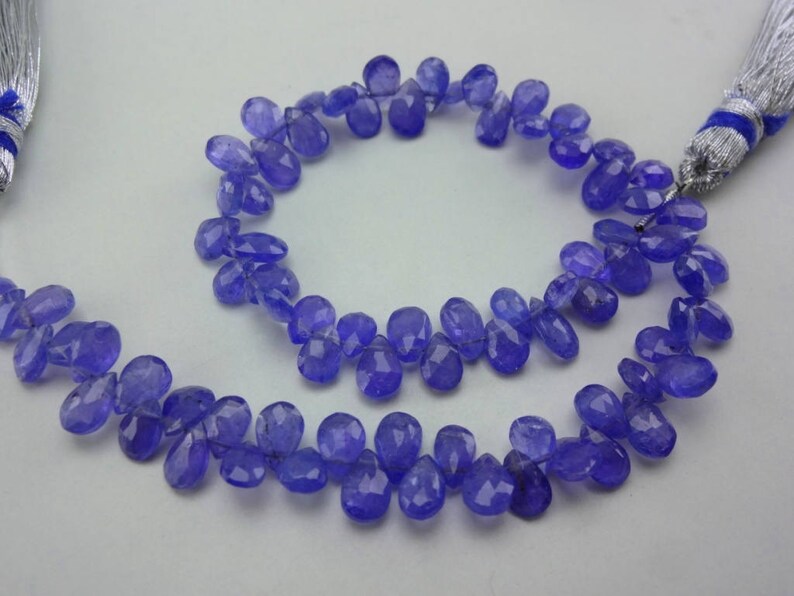 8-Inch 100/% natural Tanzanite faceted pear gemstone loose beads 5.5-7mm AAA GW5027