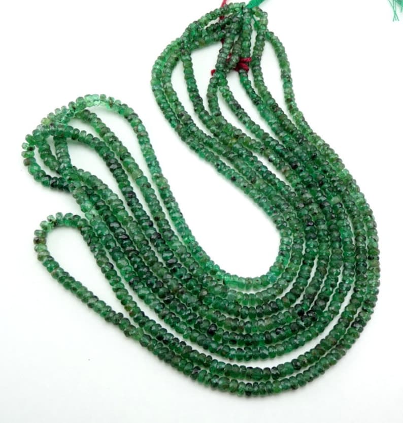 Natural Emerald Faceted Rondelle Gemstone Loose Beads 3-3.5mm 16 Strand