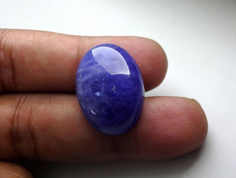 Big Size Natural Tanzanite Smooth Cabochon Oval Shape 18X25mm 43Cts