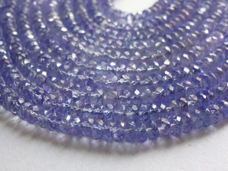 Natural Tanzanite Tanzanite Baby Blue Color Size 3.5-4.5mm GW162 16 Strand Tanzanite Transparent Tanzanite Faceted Rondelle Beads