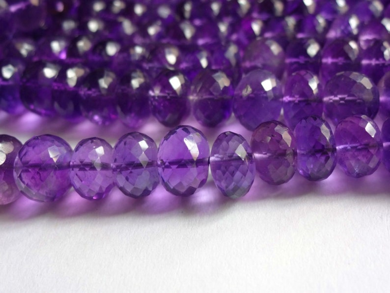 Natural Purple Amethyst faceted rondelles beads size 6-12mm sold per 16-inch strand GW158