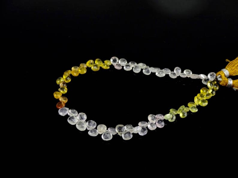 8-inch Natural Multi Aquamarine faceted heart shape size 5-6mm 42cts