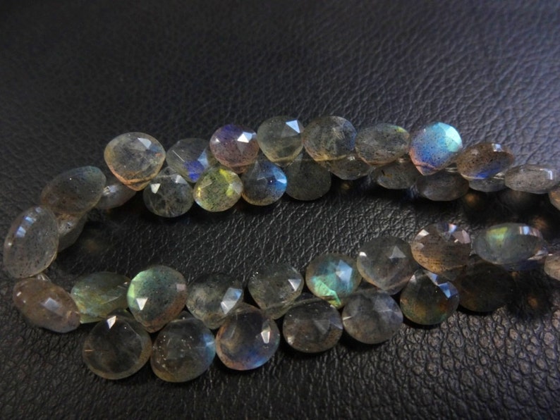 Natural AAA quality Labradorite multi fire faceted heart shape briolette size 6-9mm sold per 8-inch strand GW475