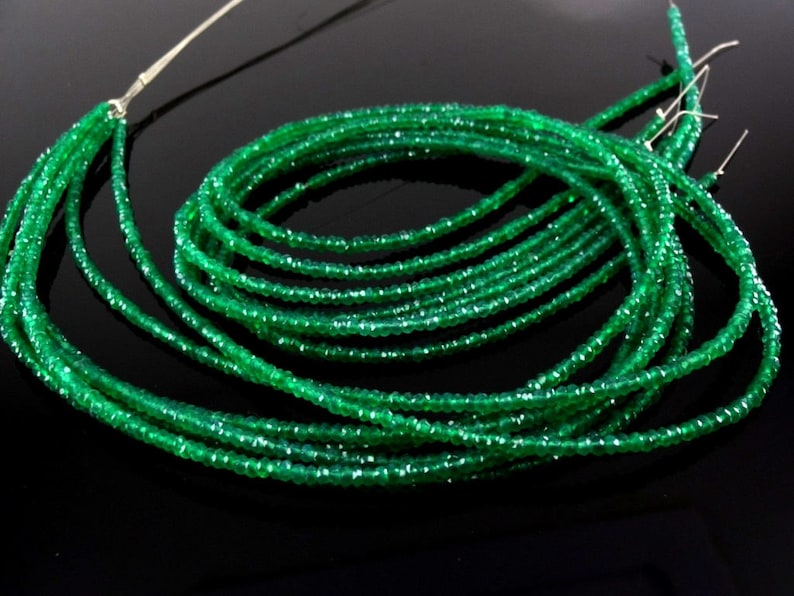 Green Onyx Micro Faceted Rondelles Green Onyx Faceted Beads Green Onyx Faceted Gemstone Loose Beads Size 2.5mm 17 Strand 7715