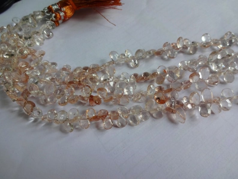 Natural Imperial Topaz~Hand Carved Pear Beads Briolettes~17mmx10mm-14mmx10mm~Imperial Topaz Carving Pear Both Side Carving