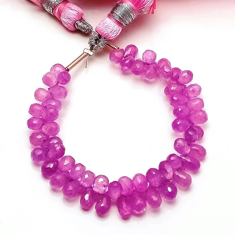 4.5-6.5mm GW2954 4 natural pink sapphire faceted teardrop gemstone loose beads aaa