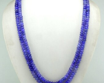 Tanzanite Necklace Tanzanite Shaded Smooth Plain Rondelles Tanzanite Shaded Beads Tanzanite Necklace Size 6.5-7.5mm 2 Strand Neck 7601