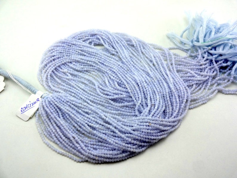 25 Strand Natural Chalcedony Micro Faceted Rondelle Beads 2-2.25mm 17 Strand