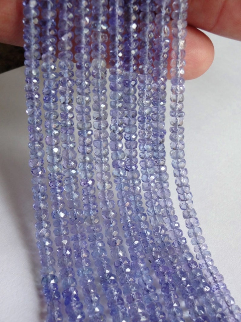 Natural Tanzanite Tanzanite Baby Blue Color Size 3.5-4.5mm GW162 16 Strand Tanzanite Transparent Tanzanite Faceted Rondelle Beads