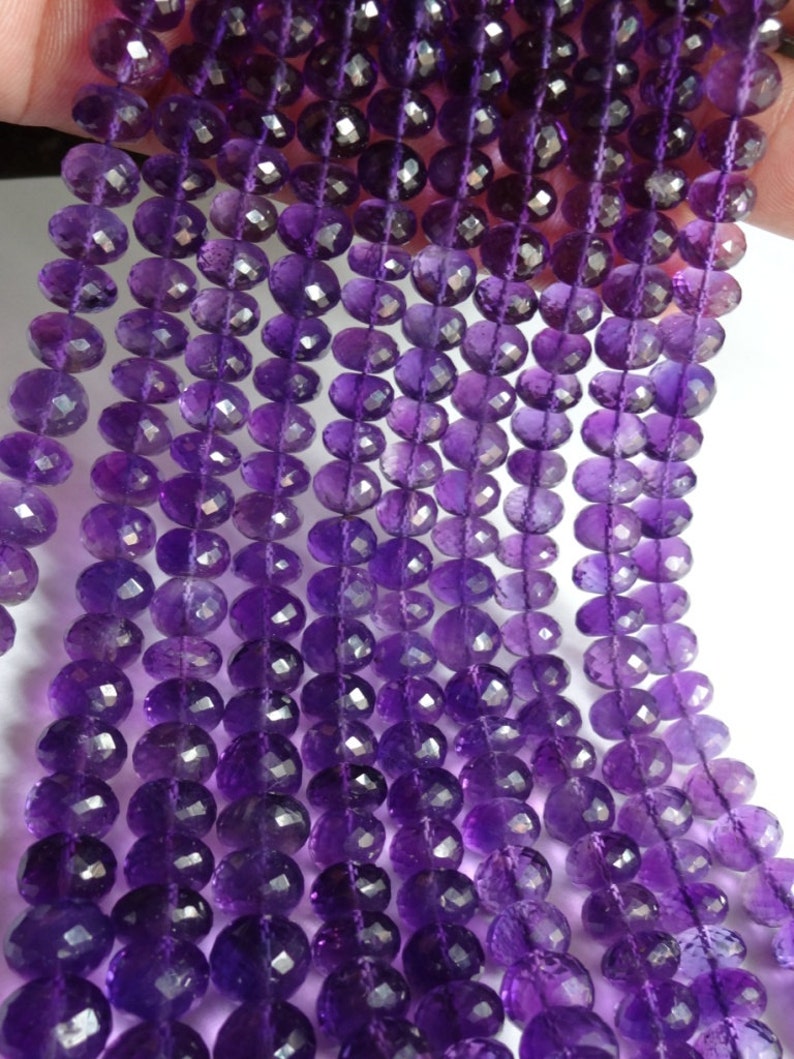Natural Purple Amethyst faceted rondelles beads size 6-12mm sold per 16-inch strand GW158