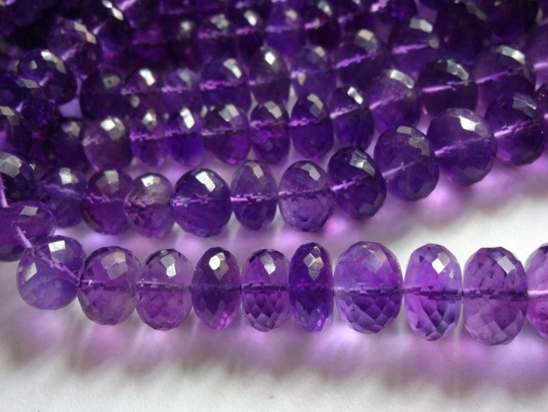 Natural Purple Amethyst faceted rondelles beads size 6-12mm sold per 16-inch strand GW158