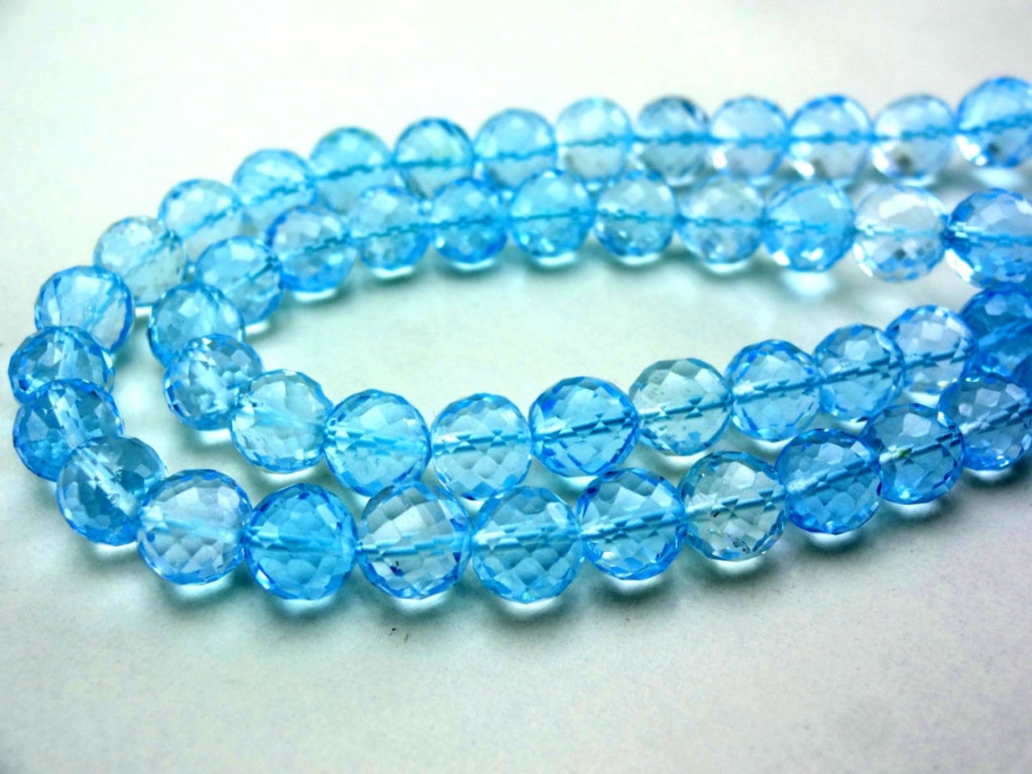 Sky Blue Topaz Faceted Round Beads Blue Topaz Faceted Balls - Etsy