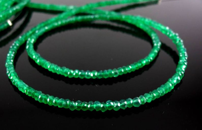 Green Onyx Micro Faceted Rondelles Green Onyx Faceted Beads Green Onyx Faceted Gemstone Loose Beads Size 2.5mm 17 Strand 7715