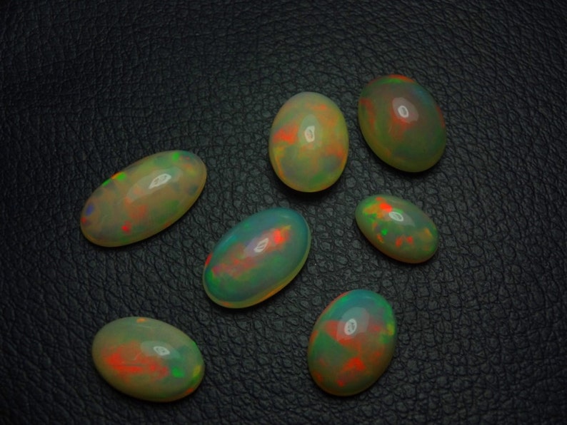 7-pc Lot Ethiopian Opal red fire oval shape size 6X10-9X16mm 22cts GW2181