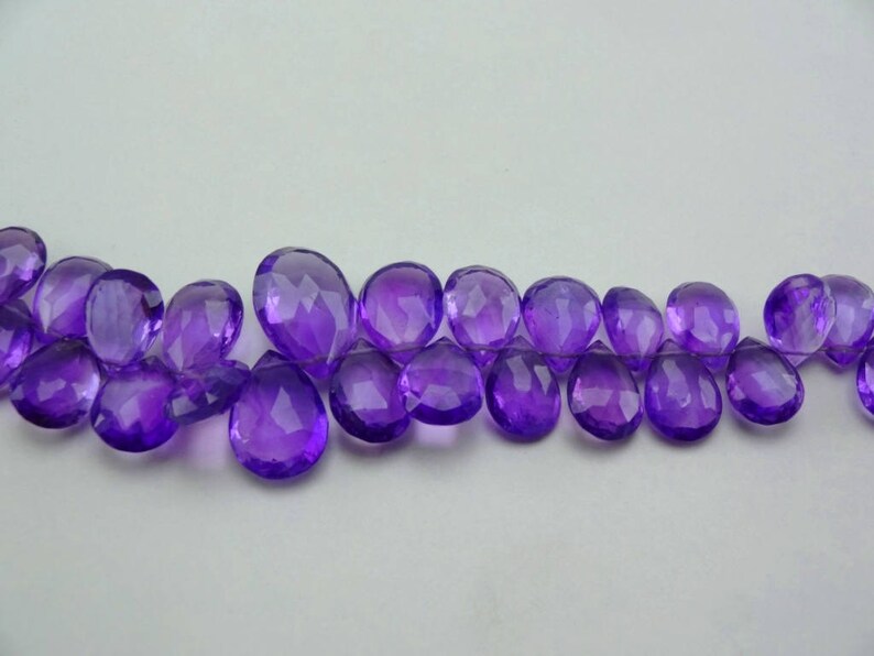 8-inch AAA Amethyst faceted pear size 9.5-13mm 98cts GW4096