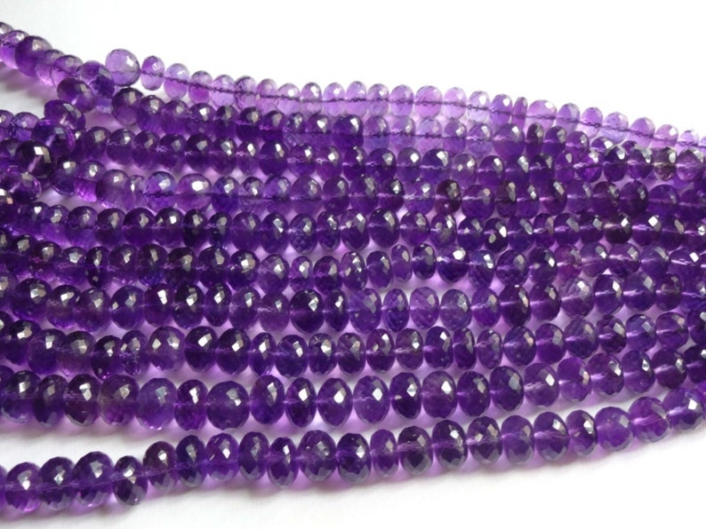 Natural Purple Amethyst faceted rondelles beads size 6-12mm sold per 16-inch strand GW158