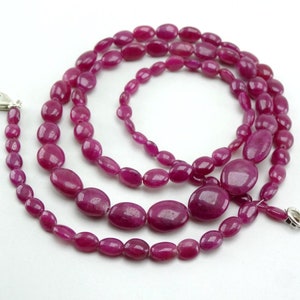Ruby Sapphire Smooth Plain Oval Beads Ruby Smooth Oval Ruby SMooth Nuggets Ruby Plain Beads Size 5.5-11mm 129Cts23" Strand