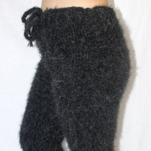 Fluffy leggins pants longhair alpaca merino hand knitted chunky knit wool trousers thick knit underwear for men by Strickolino