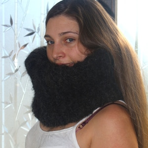 Turtleneck Loop Scraf Snood round scraf alpaca merino fluffy longhair chunky wool for men hand knitted by Strickolino