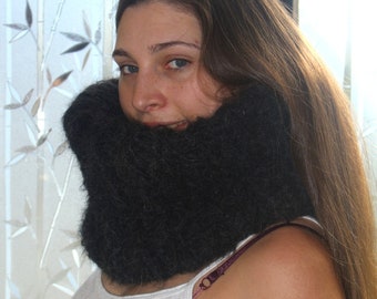 Turtleneck Loop Scraf Snood round scraf alpaca merino fluffy longhair chunky wool for men hand knitted by Strickolino