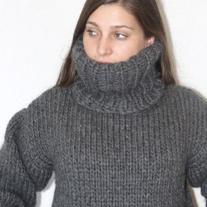 Chunky knit turtleneck sweater thick knit wool jumper knitwear for men for woman hand knitted by Strickolino