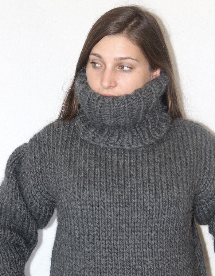 2 Kg Chunky Knit Turtleneck Sweater Thick Knit Wool Jumper Knitwear for ...