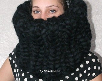 To order !!! 1,5kg gigantic monster knit balaclava chunky knitted turtleneck loop 100% merino sheep wool for men strickolino