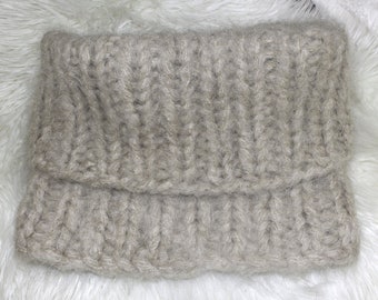 Turtleneck Loop Scraf Snood round scraf alpaca merino fluffy longhair chunky wool for men hand knitted by Strickolino