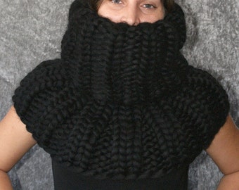 1,5 kg Cape thick knit chunky balaclava turtleneck bulky heavy cape 100% merino sheep wool for men hand knitted by strickolino