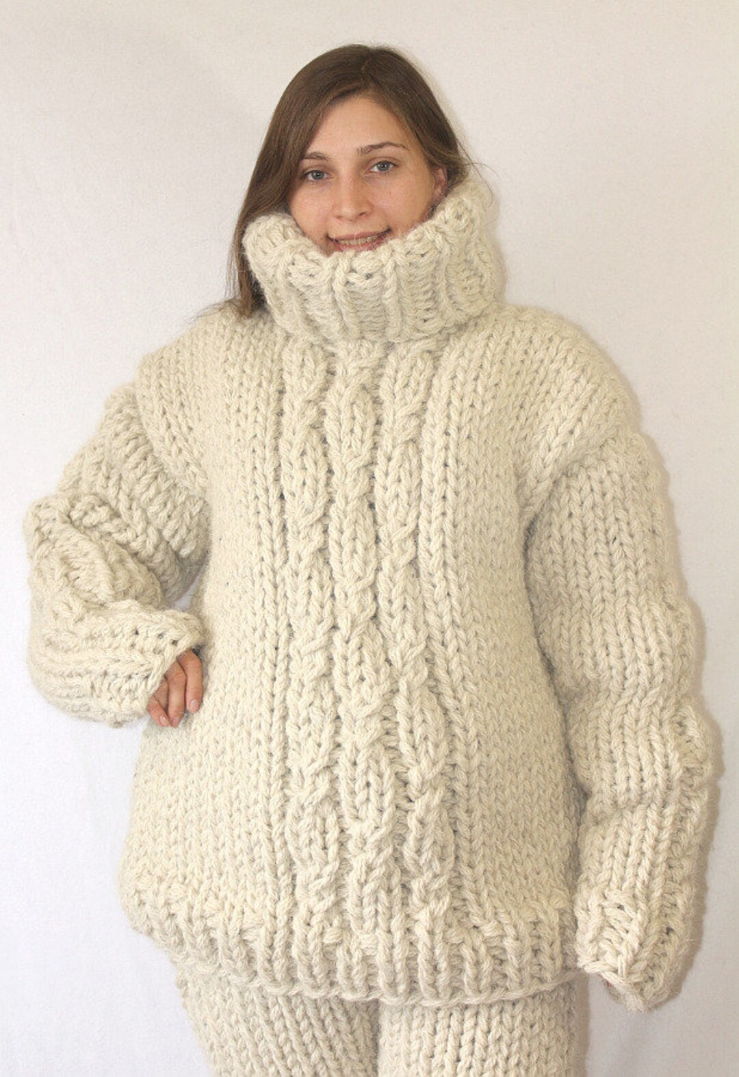 3 Kg Turtleneck Sweater Itchy Scratchy Thick Knit Chunky Mens Wool