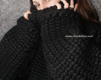 4-6 kg Turtleneck sweater super chunky 100% merino sheep wool thick knit wool jumper for men hand knitted by Strickolino