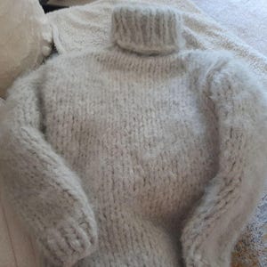 TOP Seller !!! Flauschiger Pullover langhaar Alpaka Merino hand gestrickt grobstrick Rollkragen für Männer Frauen kein Mohair Strickolino