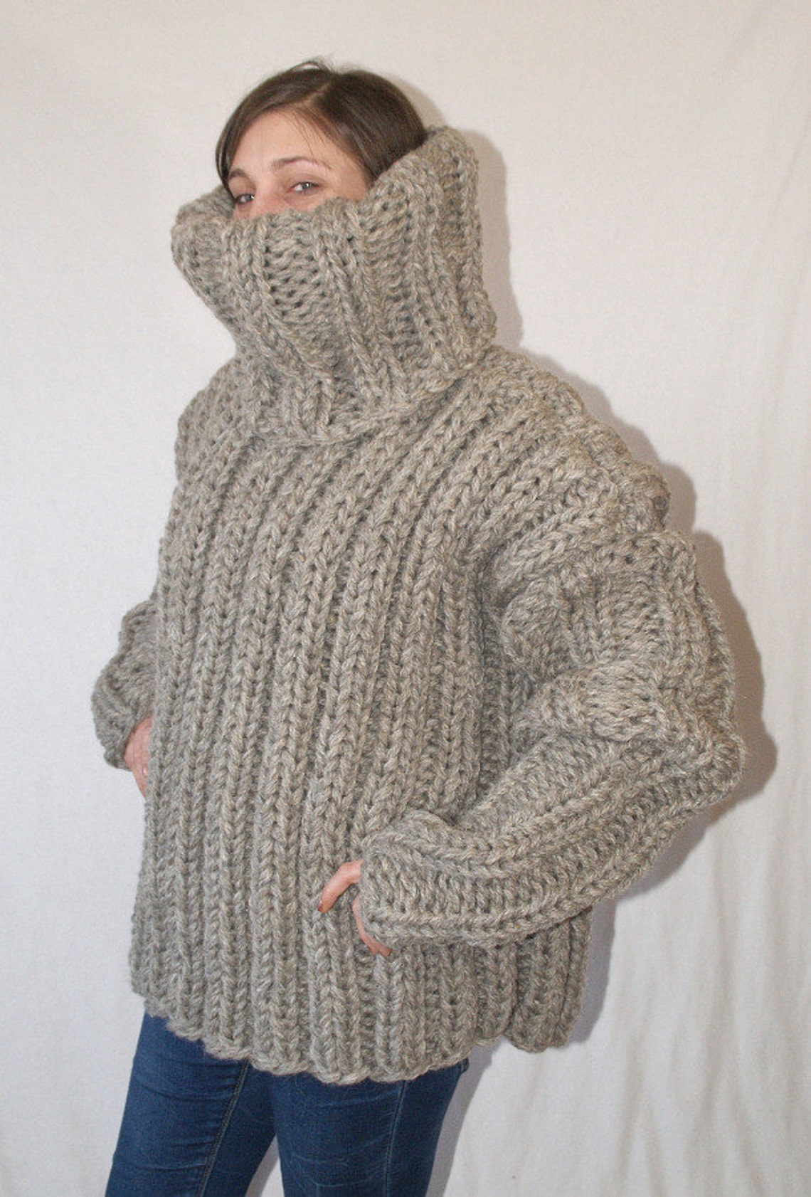 3 Kg Turtleneck Sweater Itchy Scratchy Thick Knit Chunky Mens - Etsy
