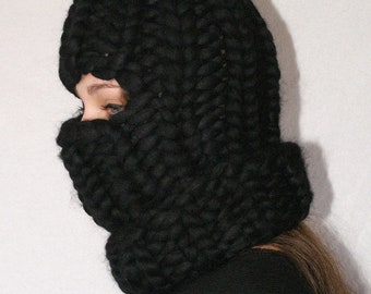 Balaclava thick knit chunky wool hat 100% merino sheep wool with ore without openings for men hand knitted by Strickolino