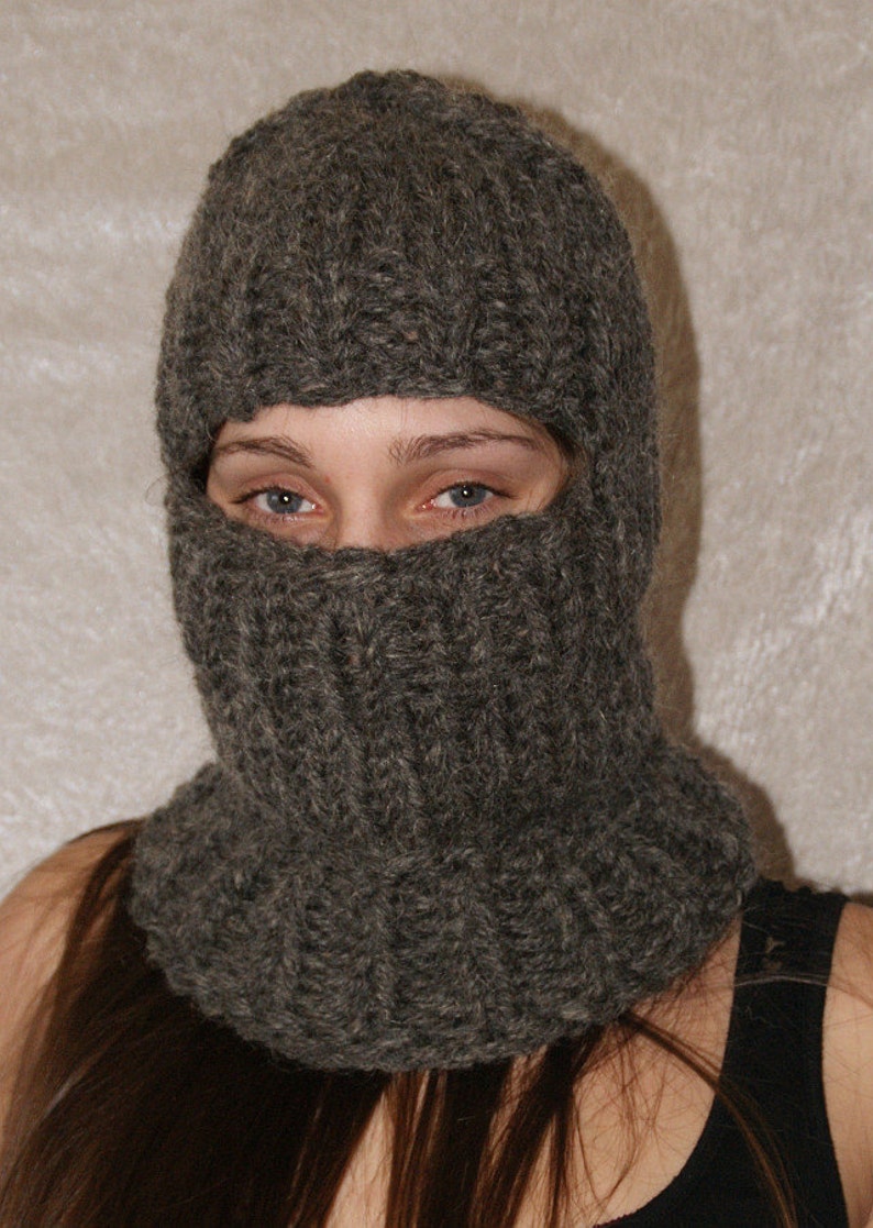 Wool Turtleneck Balaclava itchy and scratchy chunky hat cap image 2.