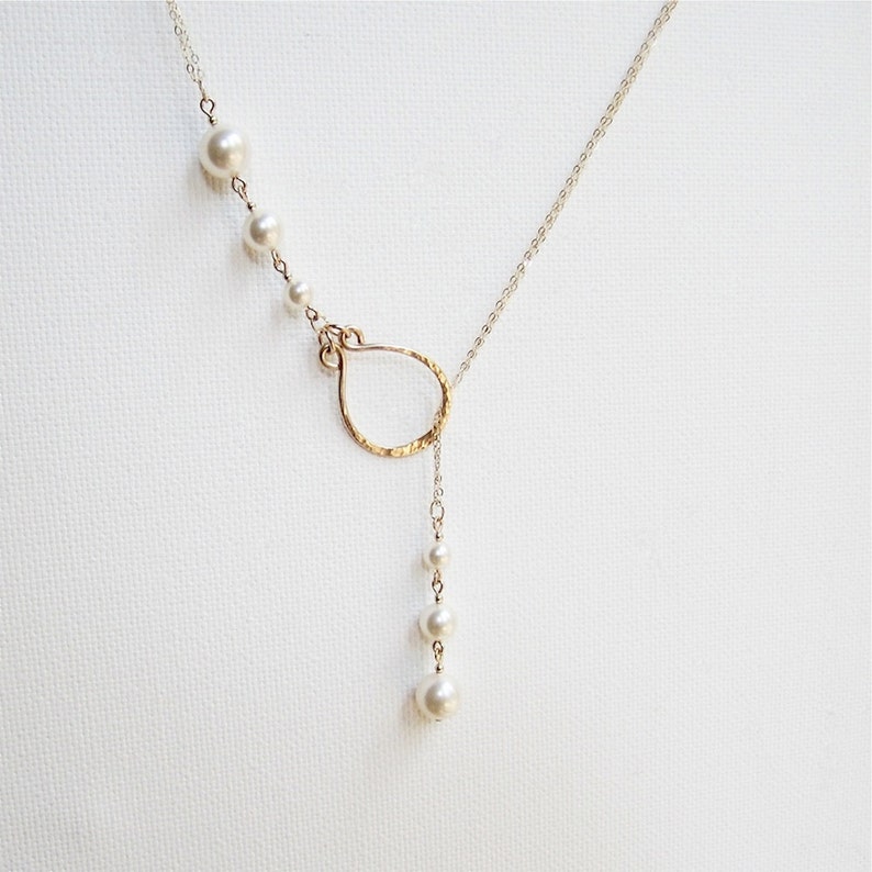 Pearl Lariat Necklace Gold Pearl Necklace Lariat Necklace Etsy